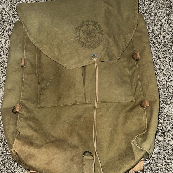 Authentic Vintage Boy Scouts of America Canvas Green Backpack - Picture 2 of 10